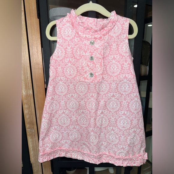 Shrimp & Grits shift dress block print ruffle neck button down toddler girl - Picture 5 of 5